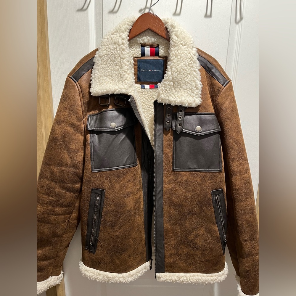 Tommy Hilfiger Faux-Leather Bomber Jacket